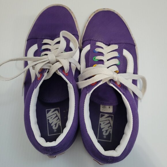 Vans Old Skool Purple Rainbow Checkered Size 5 Junior - Picture 3 of 7